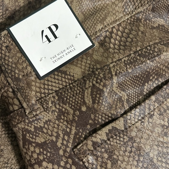 White House Black Market WHBM High Rise Skinny Ankle Coated Snake New 4P Petite - Picture 7 of 11